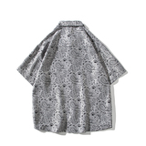 港风白底大码短袖潮腰果花衬衫情侣衬衫D353P30，男装T恤，星座101C（原电商A011-3）