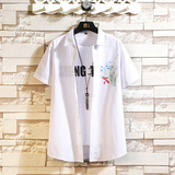 大码休闲风花鸟印花短袖青年男士外贸衬衫3688P38，男装T恤，星座101C（原电商A011-3）