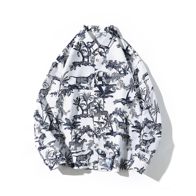 港风长袖复古宽松外套大码系列衬衫3010301130123013P35，男装衬衫，星座101C（原电商A011-3）