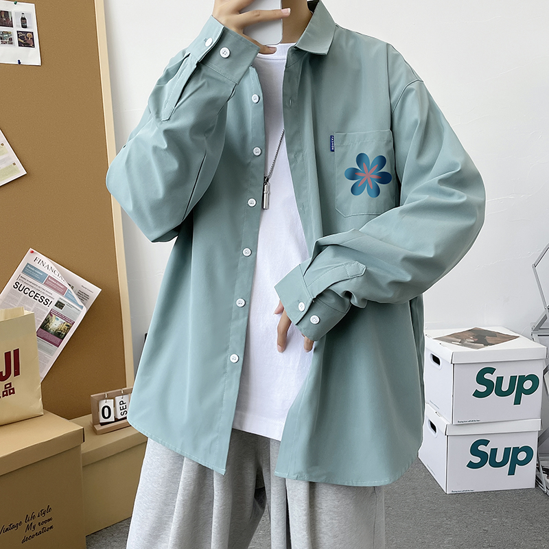 五色男生港风长袖宽松ins情侣模特衬衫图案已注册3025P35，男装衬衫，星座101C（原电商A011-3）