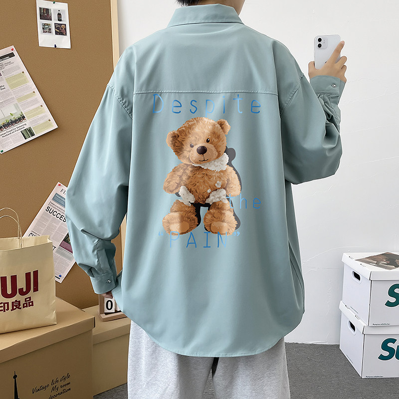 春秋男生港风长袖模特宽松ins情侣大码衬衫图案已注册3022P35,男装衬衫,星座101C（原电商A011-3）