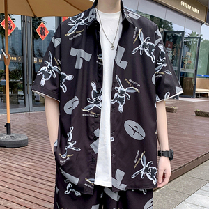 冰丝24港风衬衫男短袖夏季设计感情侣沙滩衬衣外套 D633 P35,男装T恤,星座101C（原电商A011-3）