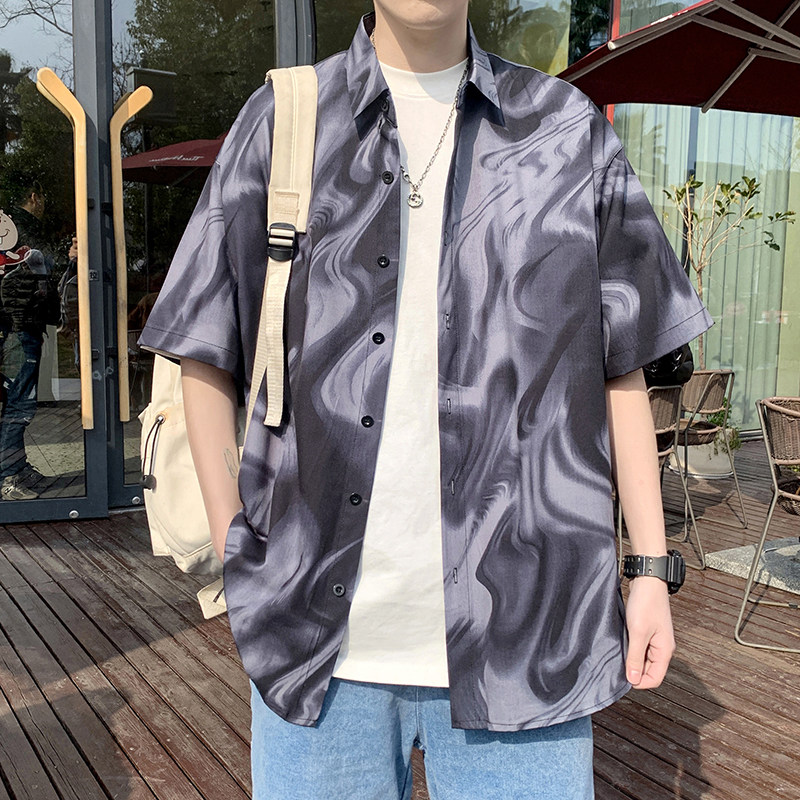 2025新款冰丝衬衫男短袖夏季情况衬衣外套D650P35,男装T恤,星座101C（原电商A011-3）