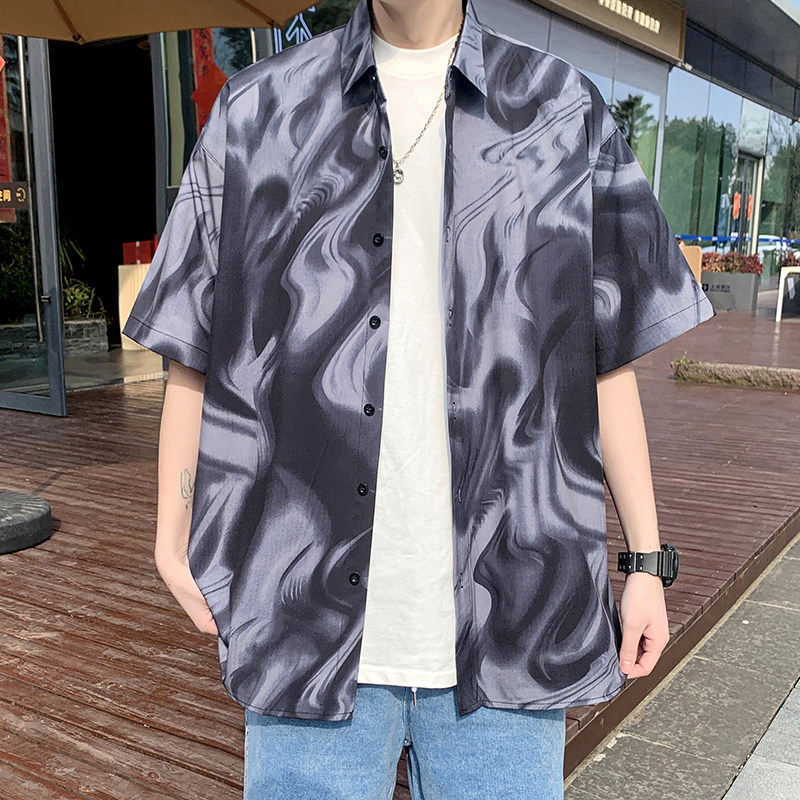 2025新款冰丝衬衫男短袖夏季情况衬衣外套D650P35,男装T恤,星座101C（原电商A011-3）