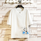 风大码短袖薄款T恤仙鹤棉麻男大码短袖T恤男T621P33，男装T恤，星座101C（原电商A011-3）