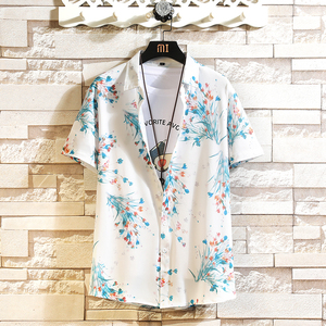 日系大码短袖衬衫青年男生休闲衬衫D307 D308 D309 D310 D311 P45，男装T恤，星座101C（原电商A011-3）