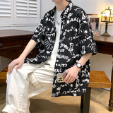 A011-3短袖港风宽松模特情侣潮ins大码衬衫D391P35，男装T恤，星座101C（原电商A011-3）