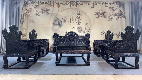八尾猫明清家具明清古典家具明清做旧家具紫檀沙发十件套