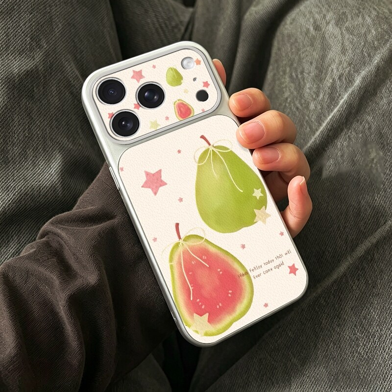 绿牛油果小羊皮苹果可爱防摔壳