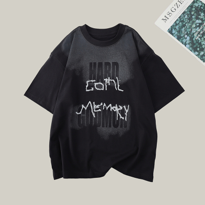 吴小越w2203男童夏款宽松圆领韩版无感数码印花棉t恤短袖中大童