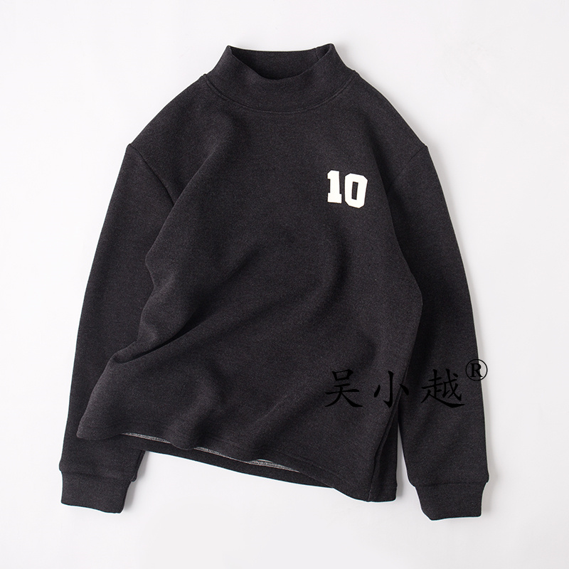 吴小越w1812男童秋冬中领加厚石墨烯韩版t恤长袖中大童儿童打底衫
