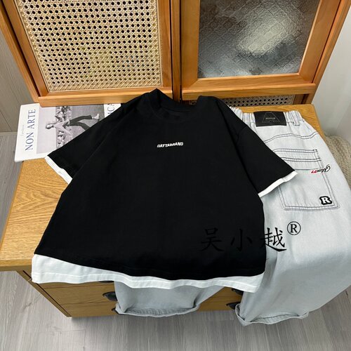 吴小越w2151男童夏款宽松圆领韩版无感数码印花棉t恤短袖中大童