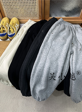 吴小越W1898男童加绒加厚冬款儿童长裤男孩卫裤休闲灰色运动裤