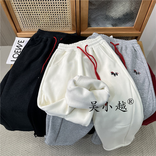 休闲灰色运动裤 男孩卫裤 儿童长裤 吴小越W1908男童加绒小马冬款