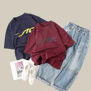 吴小越w1042男童韩版数码印花短袖T恤2025款上衣中大童痞帅风