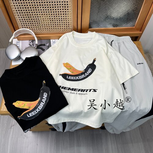 吴小越w2158男童夏款宽松圆领韩版无感数码印花棉t恤短袖中大童
