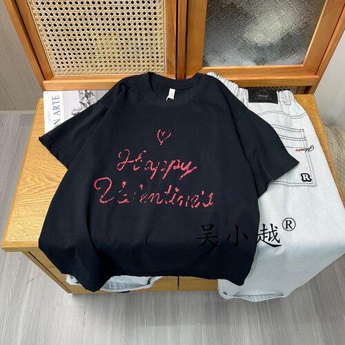 吴小越w2136男童夏款宽松圆领韩版无感数码印花棉t恤短袖中大童