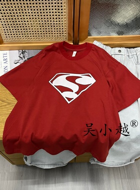 吴小越w2139男童夏款宽松圆领韩版无感数码印花棉t恤短袖中大童