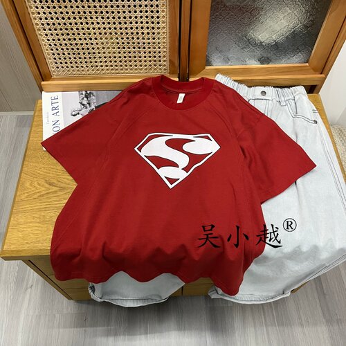 吴小越w2139男童夏款宽松圆领韩版无感数码印花棉t恤短袖中大童