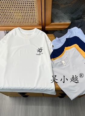 吴小越w2445男童夏款圆领速干韩版无感数码印花恤短袖中大童