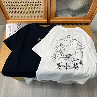 吴小越w2249男童夏款韩版圆领韩版无感数码印花棉t恤短袖中大童