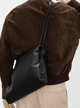 OD/DARKNESS 2025冬头层牛皮云朵褶皱hobo通勤单肩斜挎包腋下方包