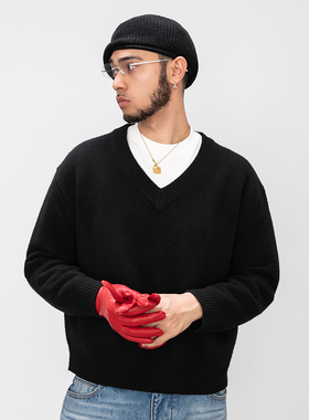 OD/DARKNESS 2026春 V领100%羊毛氛围感休闲老钱纯色简约针织毛衣