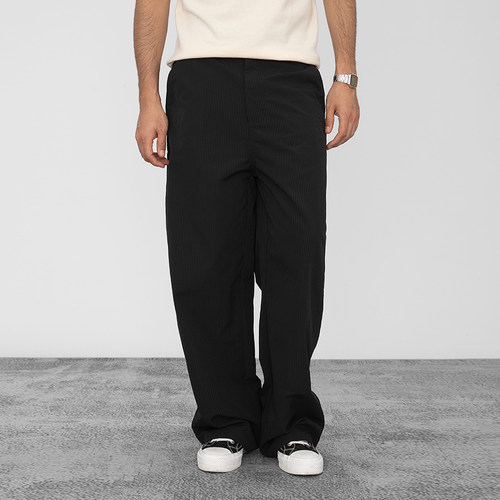 OD无腰头条纹直筒轻薄凉感伞兵裤