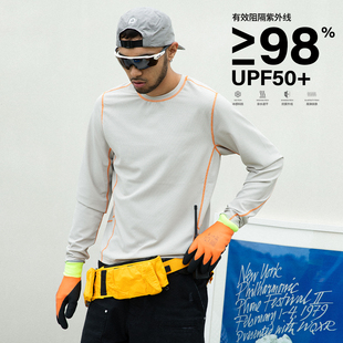 UPF50 25秋 防晒明线华夫格压胶速干运动健身T恤 ORANGEDRAGON