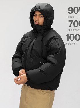 OD/DARKNESS 25冬 90白鸭绒700蓬几何绗缝面包压胶防风连帽羽绒服