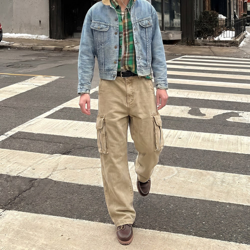 OD炒色做旧侧兜工装休闲裤