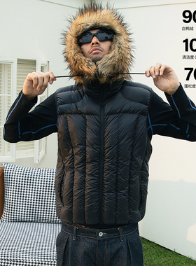 OD/ORANGEDRAGON25冬90白鸭绒700蓬松度分割绗线立领排骨羽绒马甲