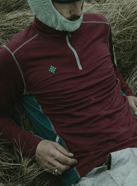 OD/ORANGEDRAGON25冬明线撞色半拉链高领加绒保暖户外运动长袖T恤