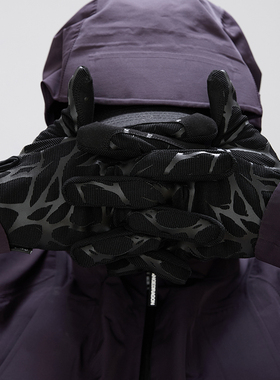 OD/DARKNESS 25秋荆棘胶印放射弹幕尼龙拼接麂皮户外保暖骑行手套