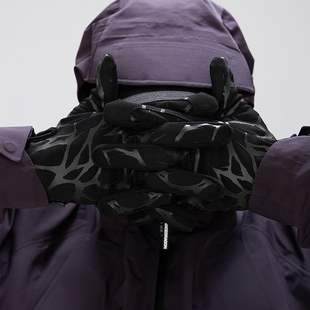 25秋荆棘胶印放射弹幕尼龙拼接麂皮户外保暖骑行手套 DARKNESS