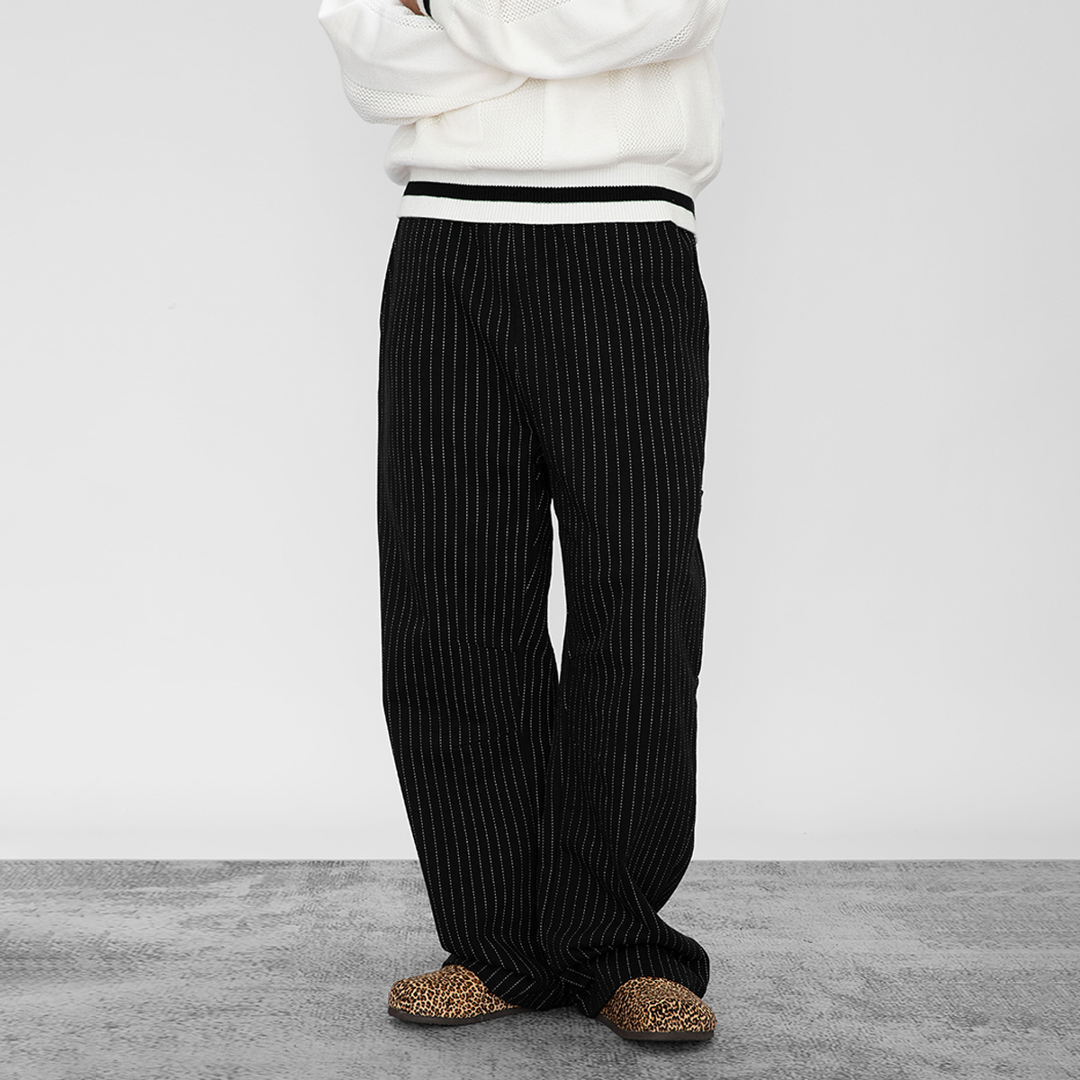 OD条纹侧兜重磅全棉复古弯刀卫裤