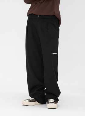 OD/ORANGEDRAGON 2025秋 植绒印花重磅纯棉懒人通勤打褶直筒卫裤