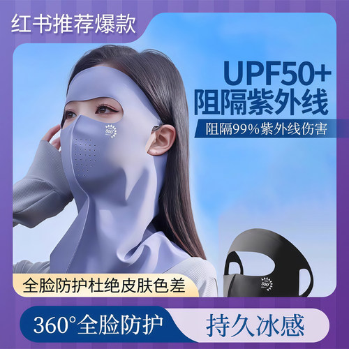 2026新款夏季防晒面罩全脸防紫外线遮全脸口罩女冰丝护颈脸基尼
