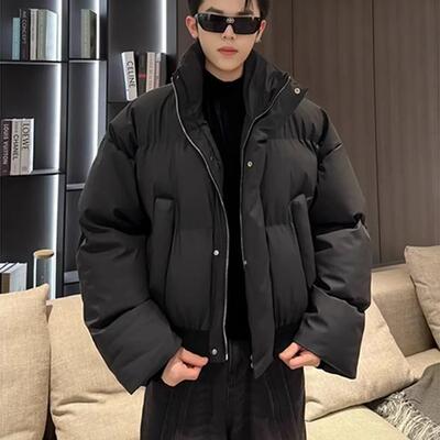 加厚冬季纯色立领短款棉服