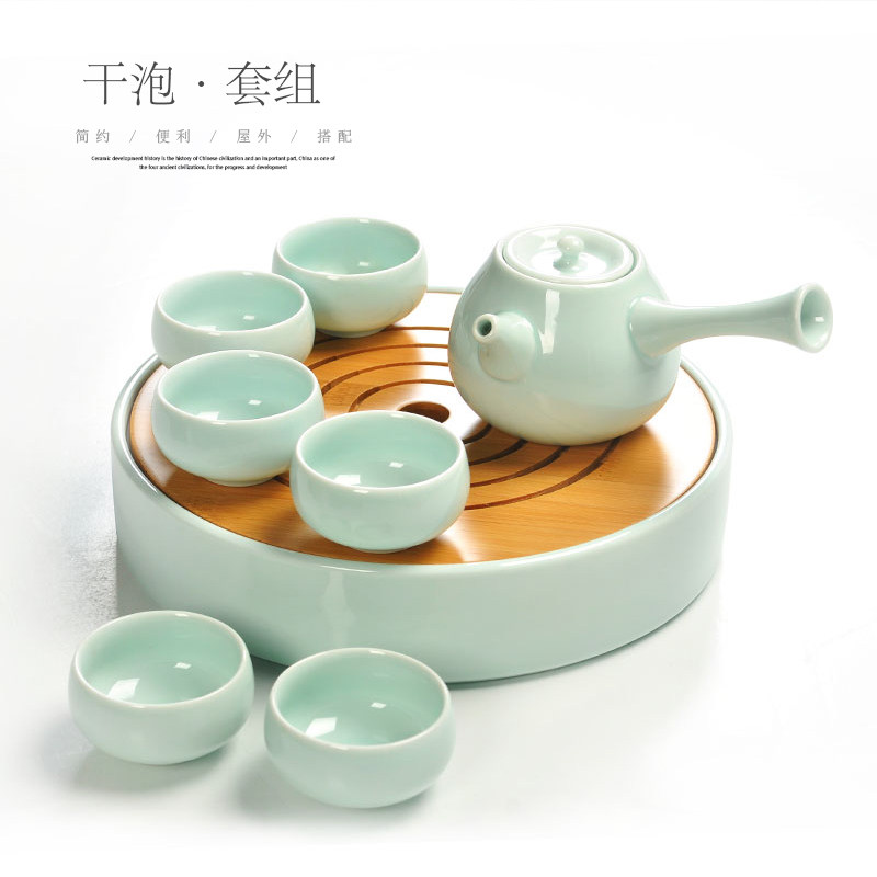 功夫茶具套装整套家用茶盘陶瓷竹制干泡盘茶壶茶杯泡茶器一壶六杯|msdalam kategori pinggan mangkuk, set teh, Kung Fu teh - dari Buy2taobao.com untuk memberikan perkhidmatan ejen Taobao profesional membeli