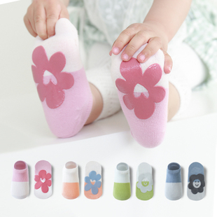 地板袜婴儿童春秋夏季 宝宝室内纯棉隔凉防滑学步早教光脚袜子 薄款