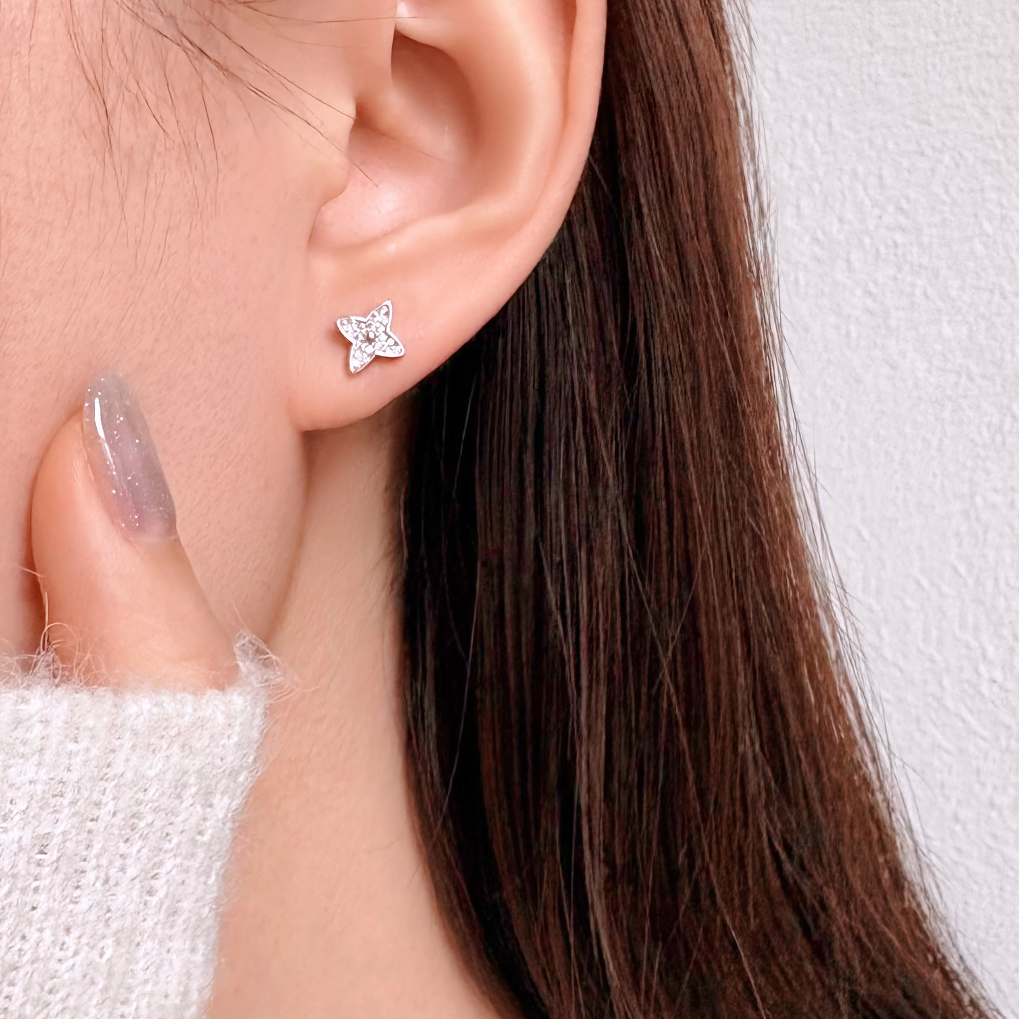 摘星/养耳洞通体纯银简约小耳钉