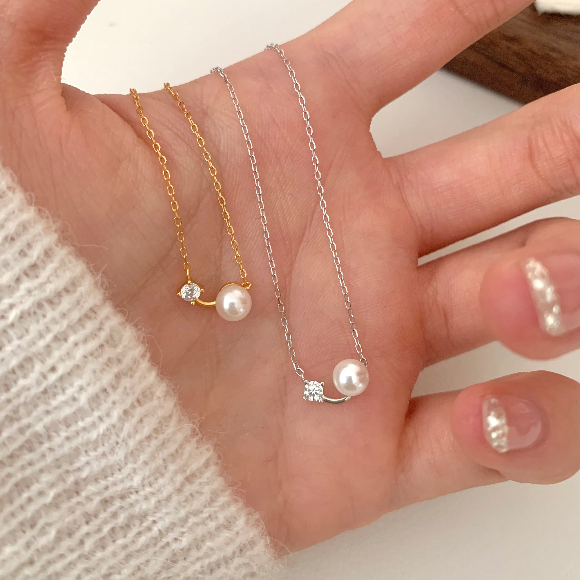 岚屿 山茶左岸/清新小众S925银珍珠锆石项链女轻奢氛围感锁骨链,饰品/流行首饰/时尚饰品新,银饰项链,淘宝优惠券,粉丝福利购,淘宝优惠卷