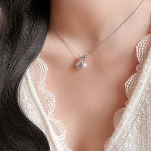 岚屿 S925银淡水珍珠花朵圆环项链设计感路路通锁骨链 梦中花园