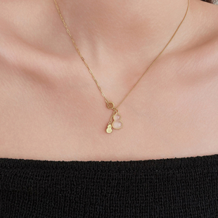 纳福流苏锁骨链节日礼物 925银玉髓金葫芦项链中式 岚屿 福禄双至