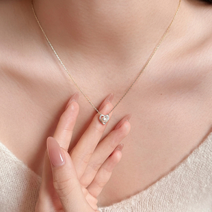 轻奢S925银爱心珍珠锁骨链轻奢小众锁骨链礼物 日式 岚屿 掌上明珠