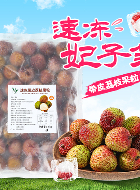 海南妃子笑荔枝果粒2斤 速冻新鲜荔枝带皮水果当季现摘荔枝大果