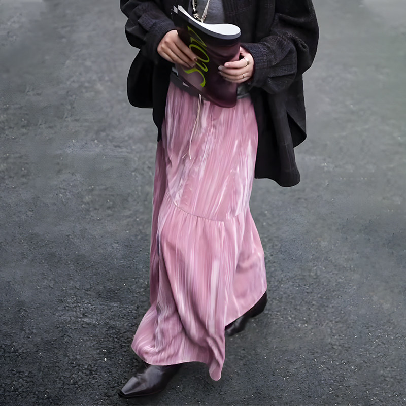 粉色高腰a字丝绒半身裙今年流行2024新款独特超好看长裙子女秋冬,女装/女士精品,大码半身裙,淘宝优惠券,粉丝福利购,淘宝优惠卷