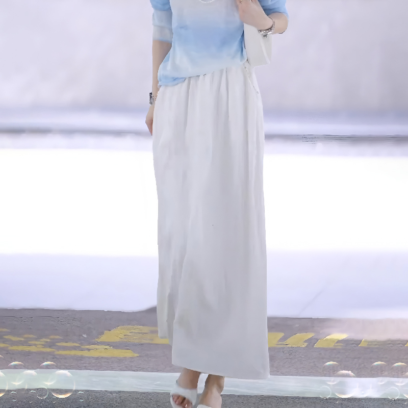 时髦高级潮流白色a字半身裙女2025夏季新款气质百搭宽松大摆长裙