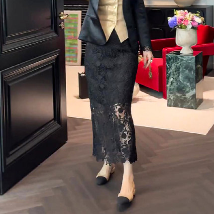 法式高级蕾丝包臀半身裙女2025夏季新款气质复古时尚洋气直筒裙子